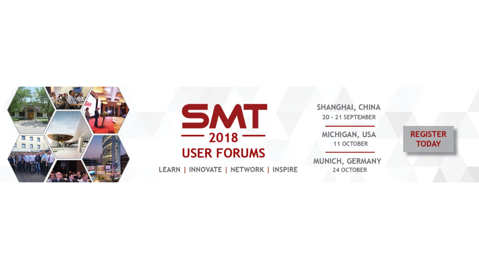 2018 user forum dates for SMT in China, USA and Germany.