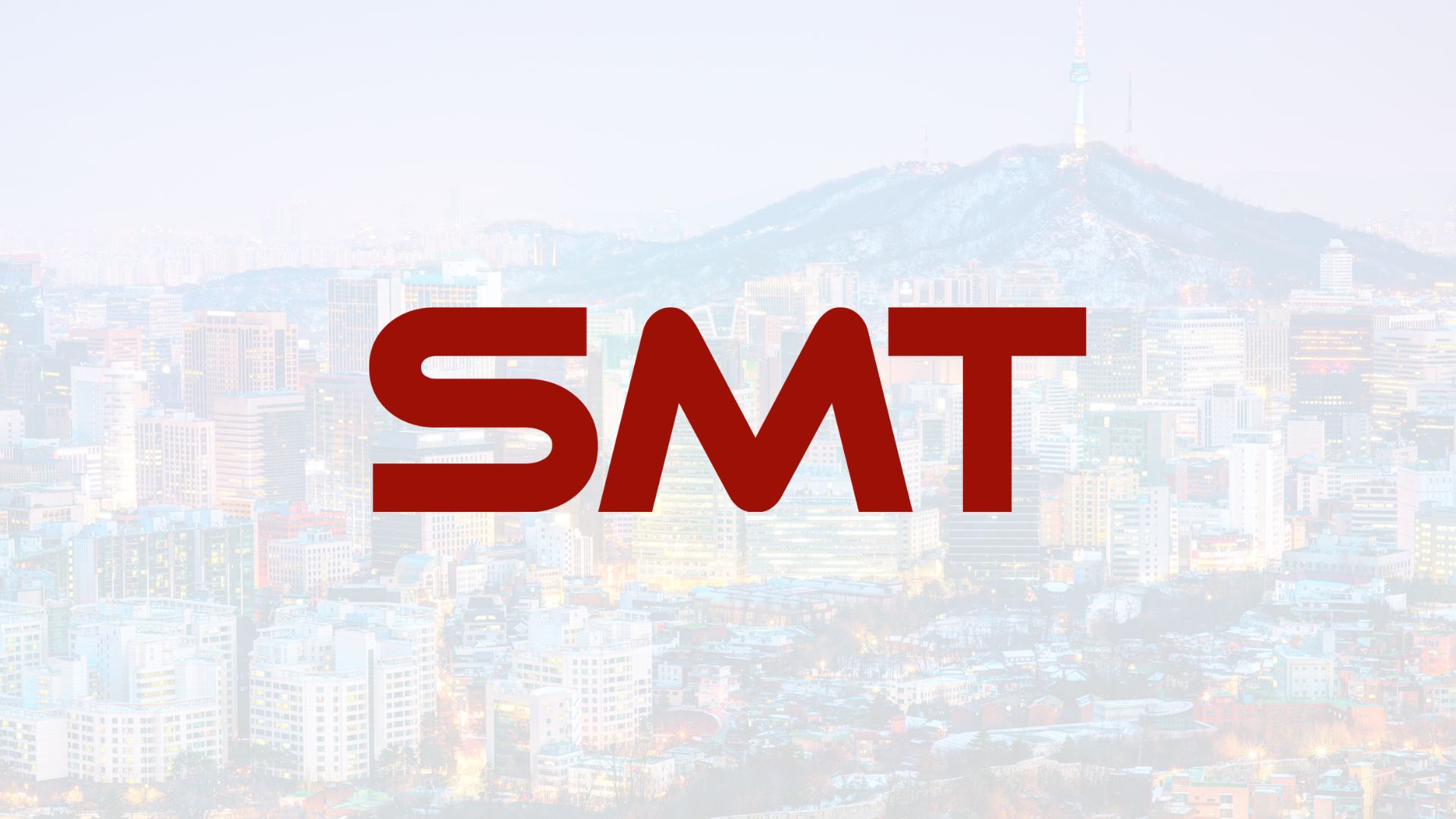 Seoul cityscape with SMT logo in forefront.