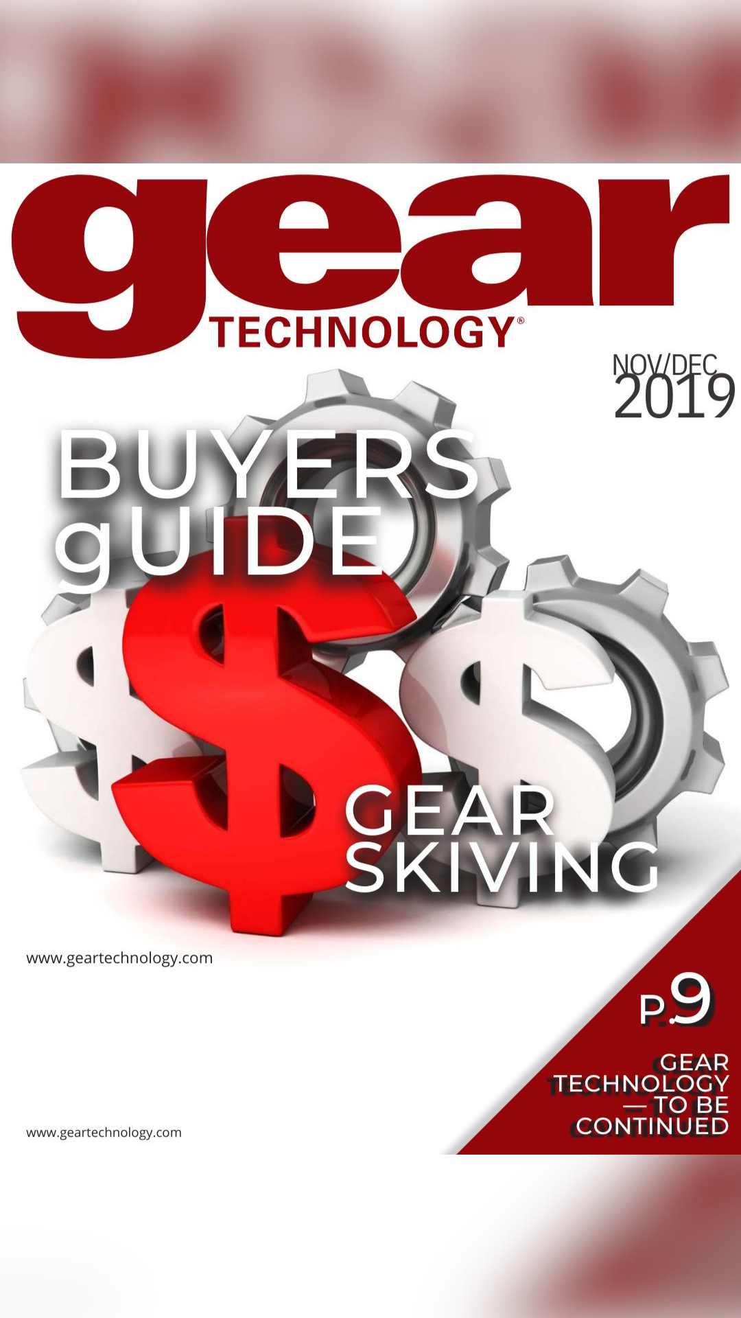 Front cover of Gear Technology Nov/Dec 2019 Buyers Guide Gear Skiving Magazine.
