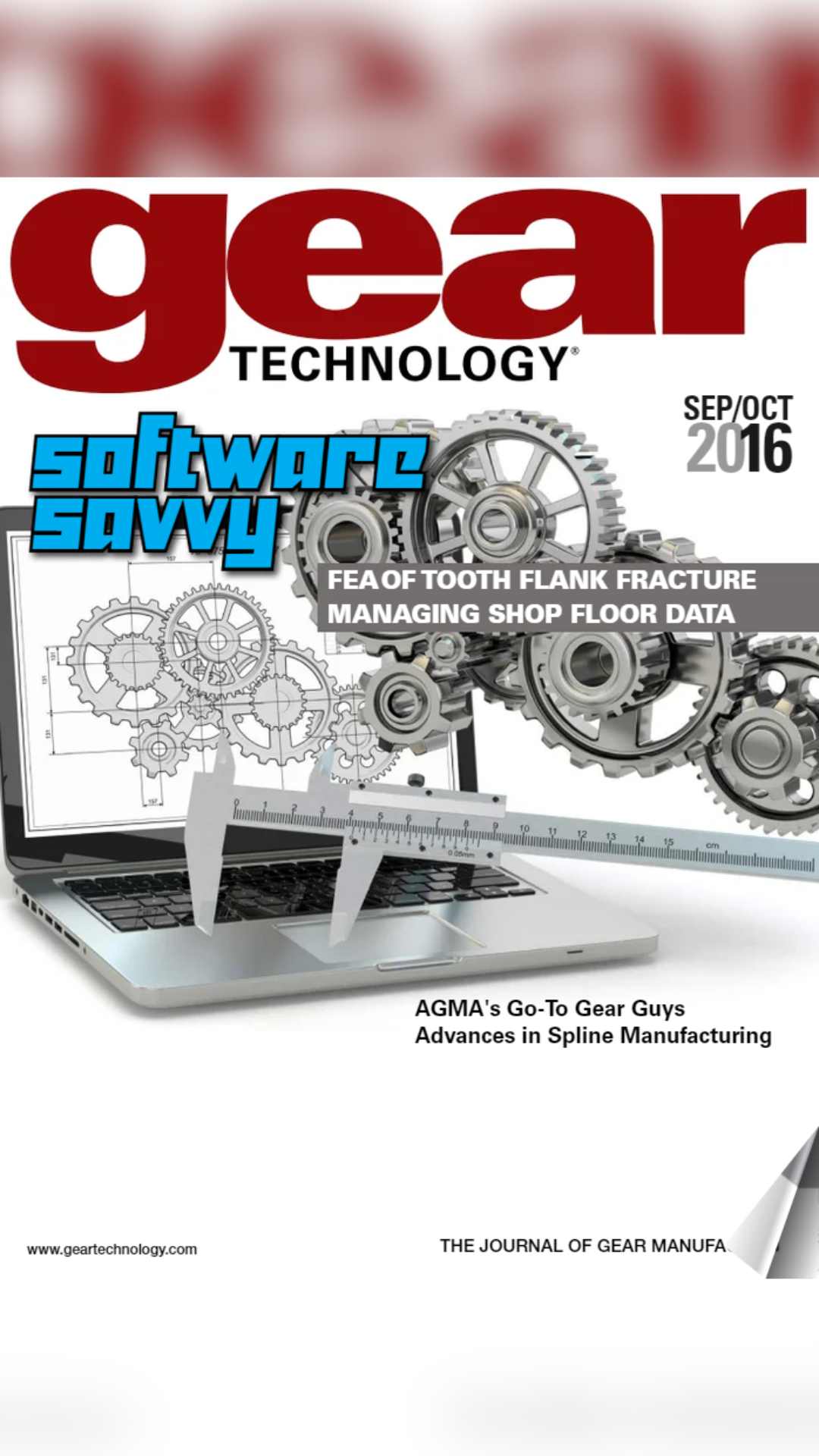 Gear Technology Magazine Sep/Oct 2016 front cover 'Software Savvy'.