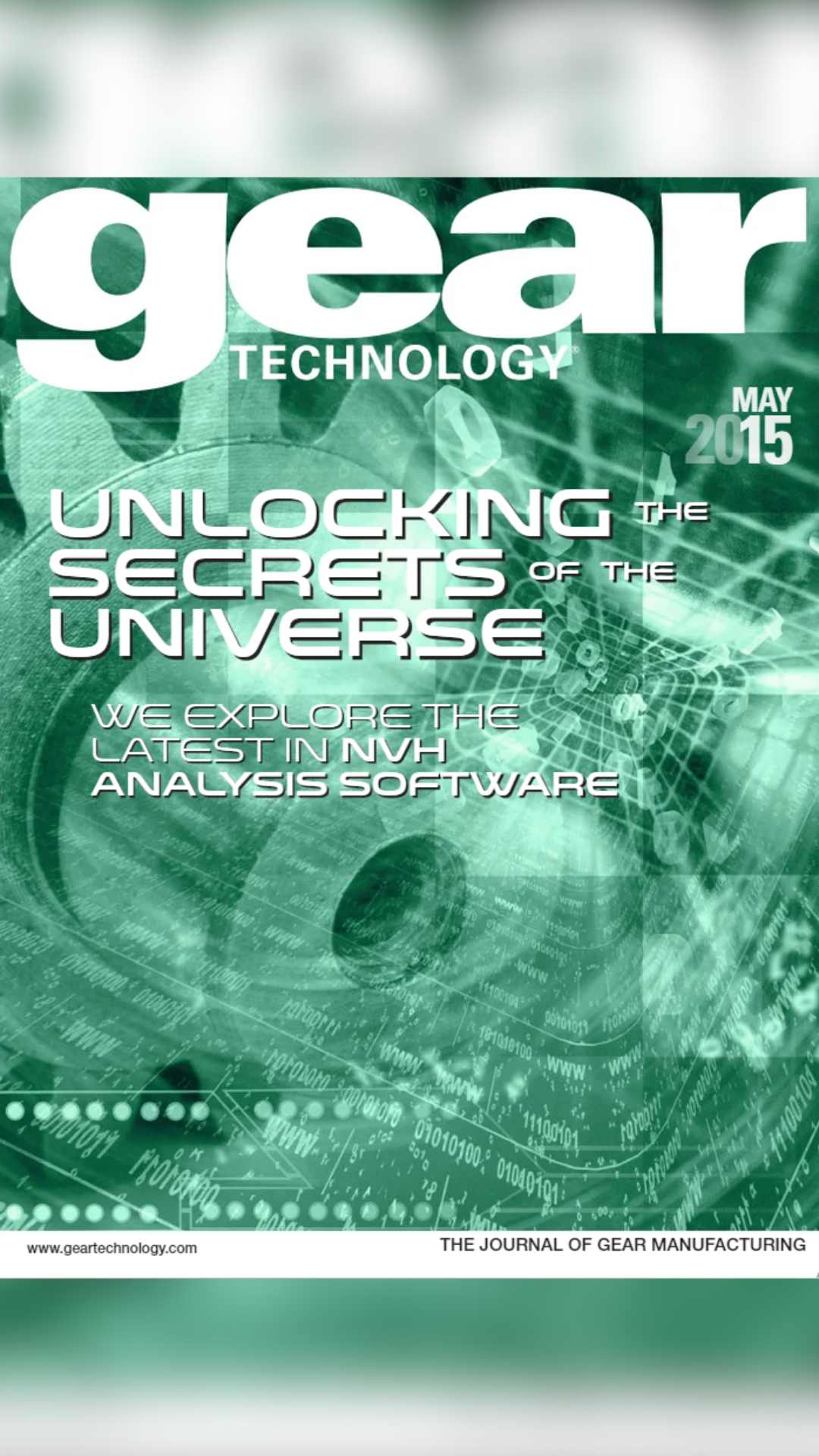 Gear Technology May 2015 'Unlocking The Secrets of The Universe' front cover.