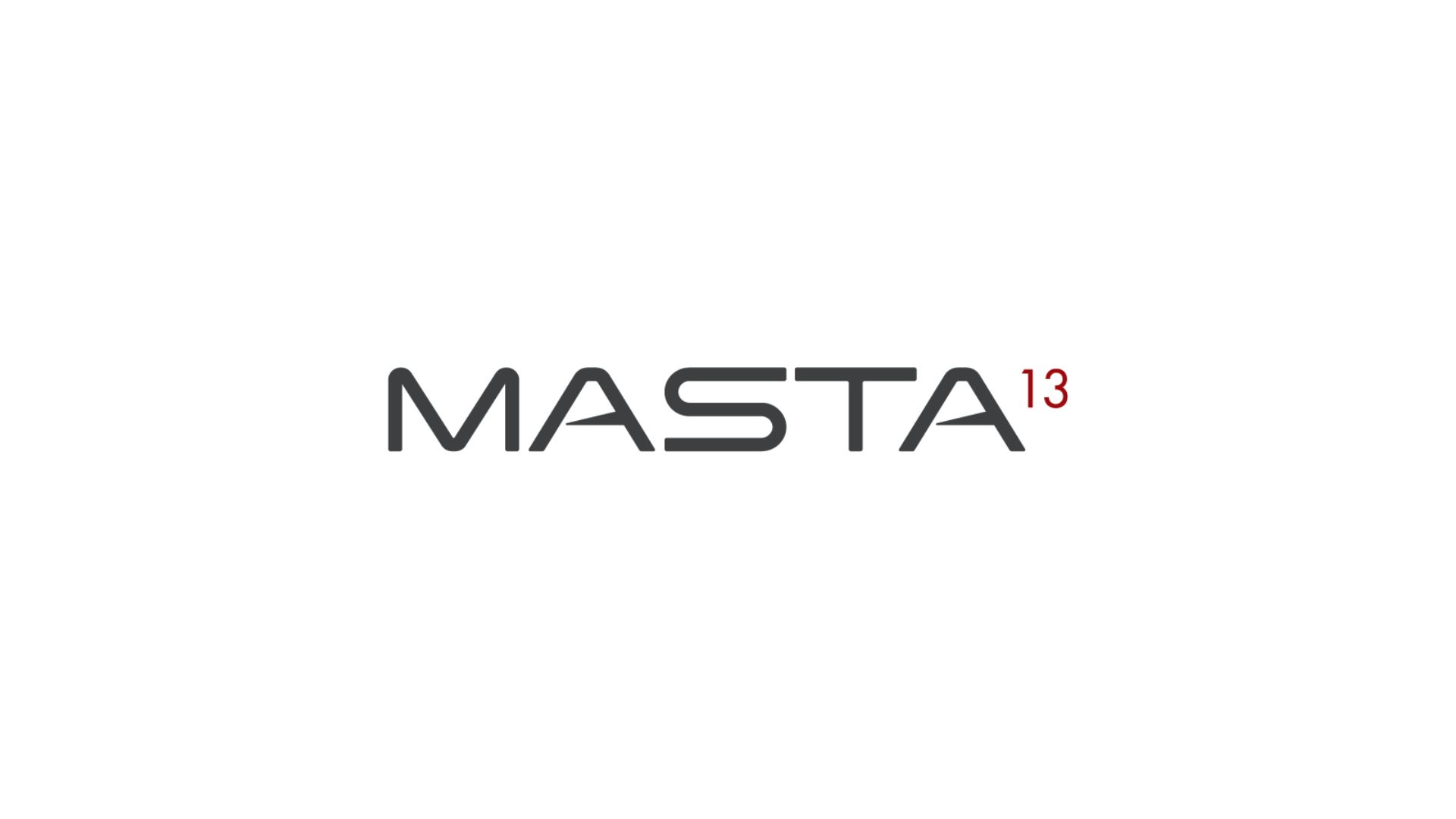 MASTA 13 logo in grey and red.