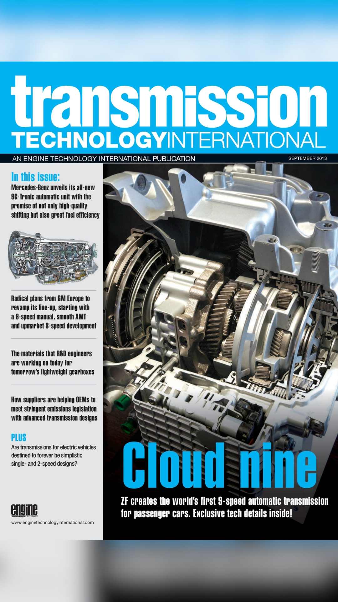 Transmission Technology International Magazine September 2013 'Cloud Nine'.