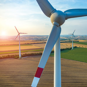 Wind turbines for energy.